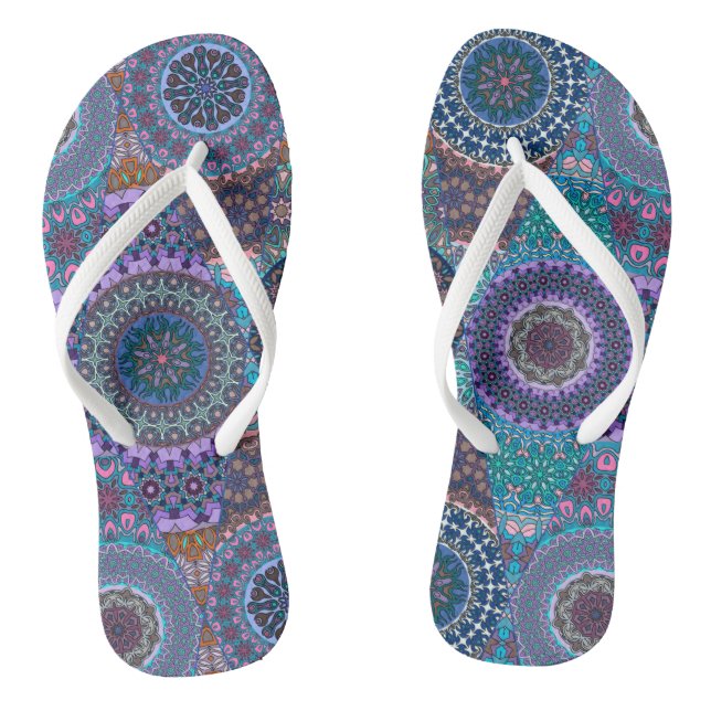 Colourful abstract tile pattern design flip flops (Footbed)