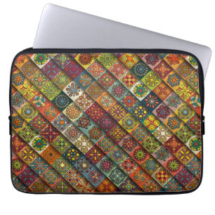 Colourful abstract tile pattern design laptop sleeve