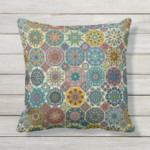 Colourful abstract tile pattern design throw pillow
