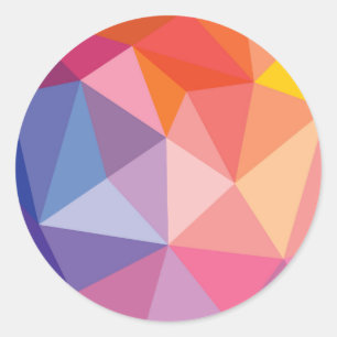 Colourful Abstract Triangle Pattern Classic Round Sticker