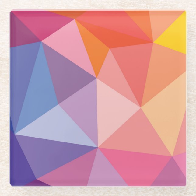 Colourful Abstract Triangle Pattern Glass Coaster (Front)