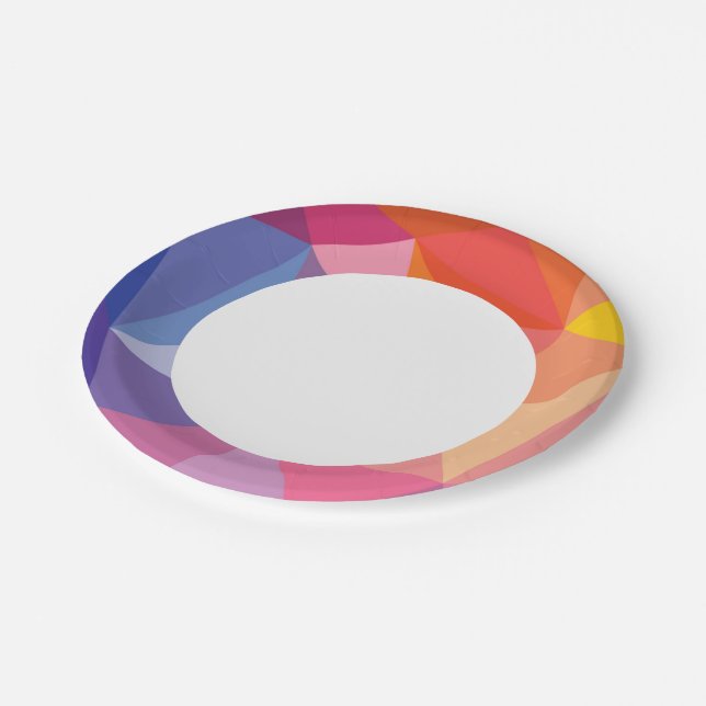 Colourful Abstract Triangle Pattern Paper Plate (Angled)