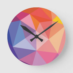 Colourful Abstract Triangle Pattern Round Clock
