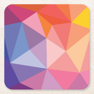 Colourful Abstract Triangle Pattern Square Paper Coaster