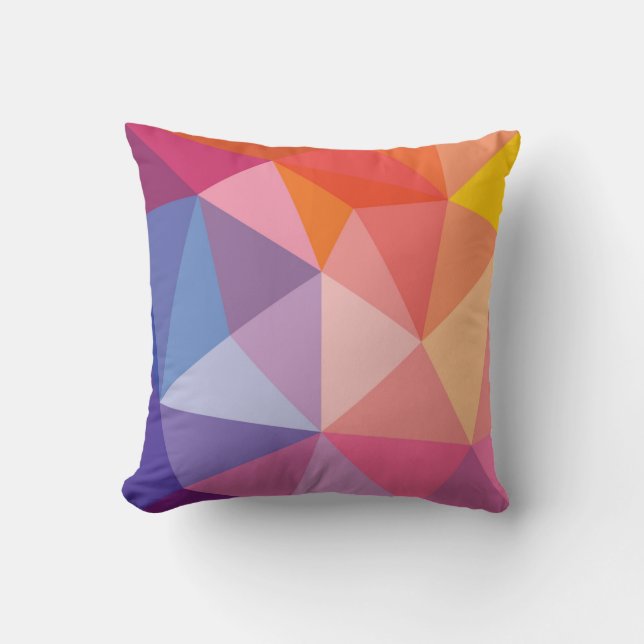 Colourful Abstract Triangle Pattern Throw Pillow (Front)