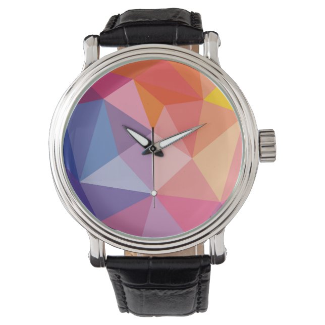 Colourful Abstract Triangle Pattern Watch (Front)