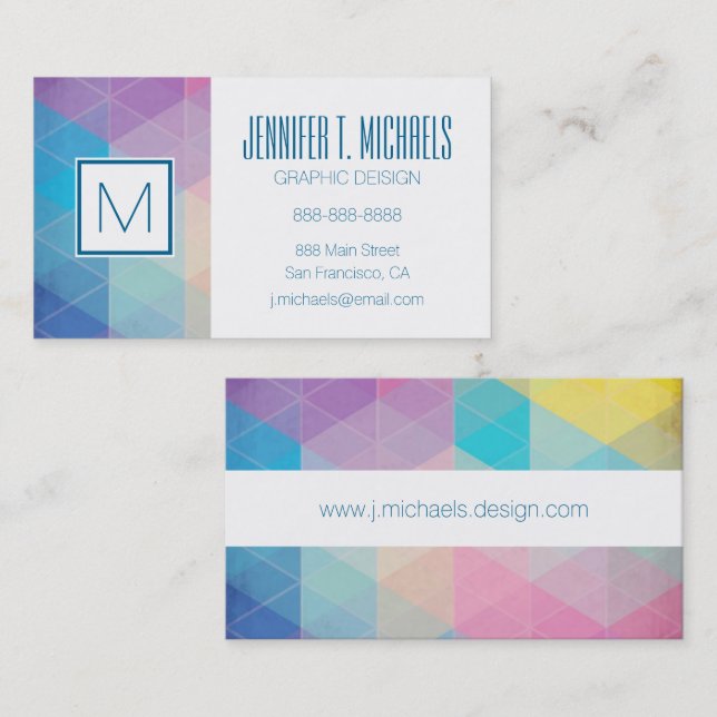 Colourful abstract triangles background business card (Front/Back)
