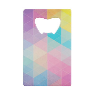 Colourful abstract triangles background credit card bottle opener
