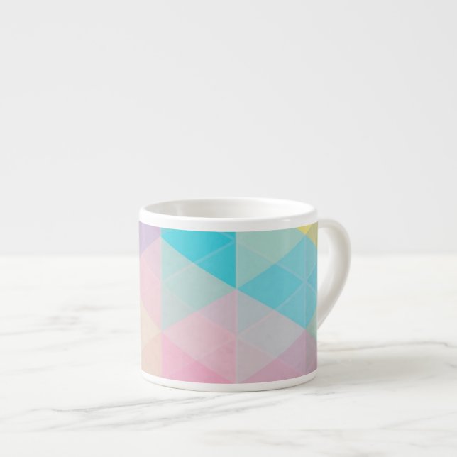 Colourful abstract triangles background espresso cup (Front Right)