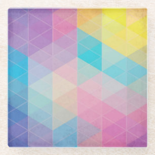 Colourful abstract triangles background glass coaster
