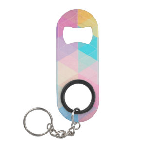 Colourful abstract triangles background keychain bottle opener