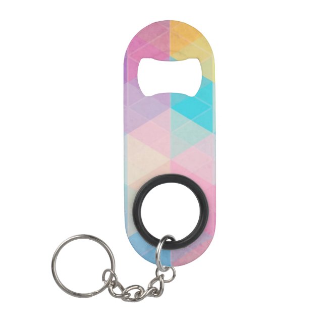 Colourful abstract triangles background keychain bottle opener (Front)