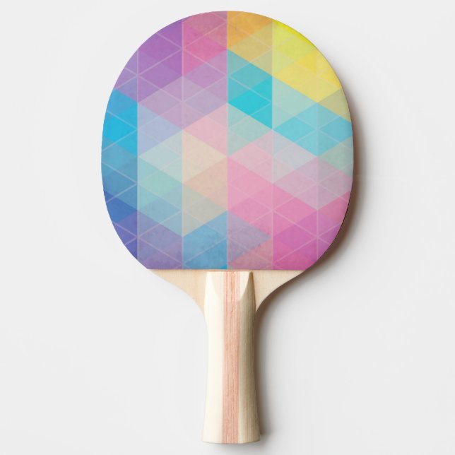 Colourful abstract triangles background ping pong paddle (Front)