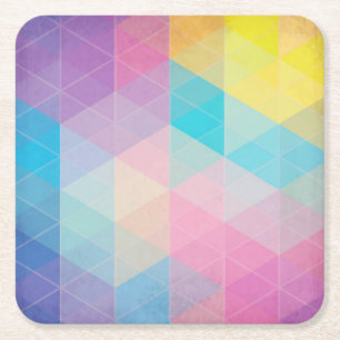 Colourful abstract triangles background square paper coaster