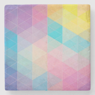 Colourful abstract triangles background stone coaster