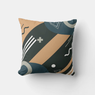 Colourful Abstract Triangles, Circles and Lines Throw Pillow