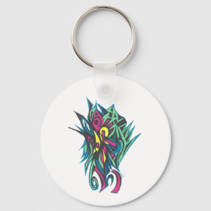 Colourful Abstract Tribal Tattoo Art Keychain