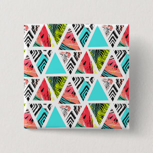 Colourful Abstract Tropical Pattern 2 Inch Square Button