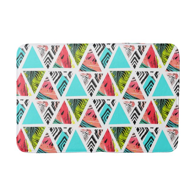 Colourful Abstract Tropical Pattern Bath Mat (Front)