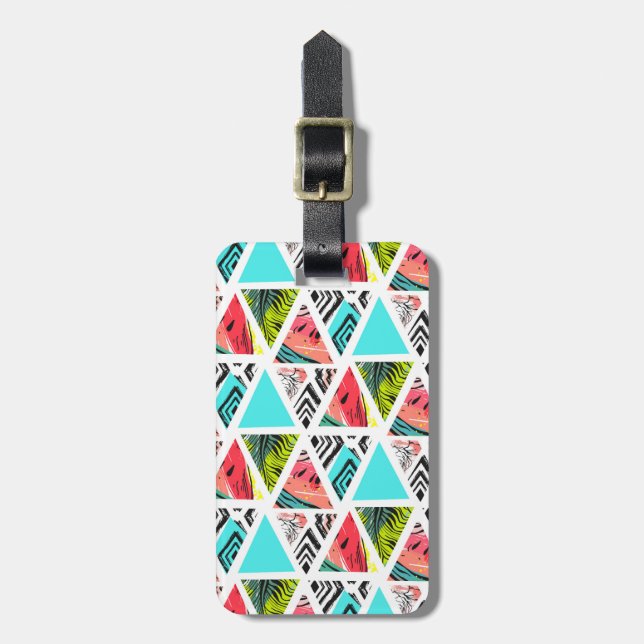 Colourful Abstract Tropical Pattern Luggage Tag (Front Vertical)