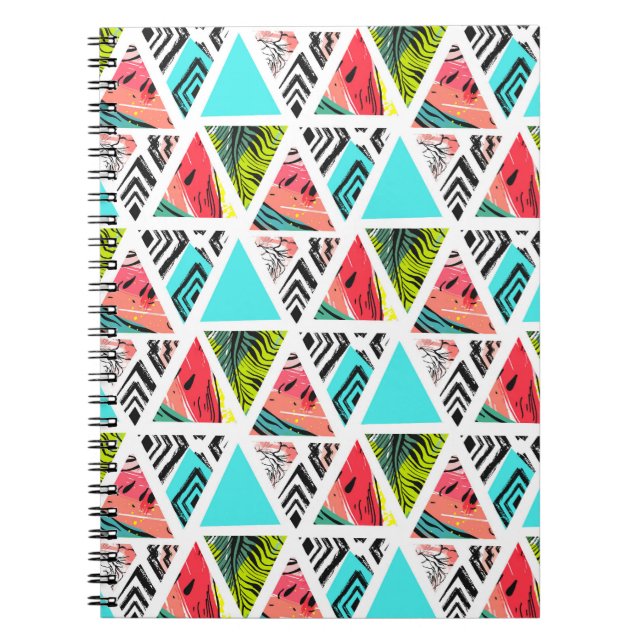 Colourful Abstract Tropical Pattern Notebook (Front)