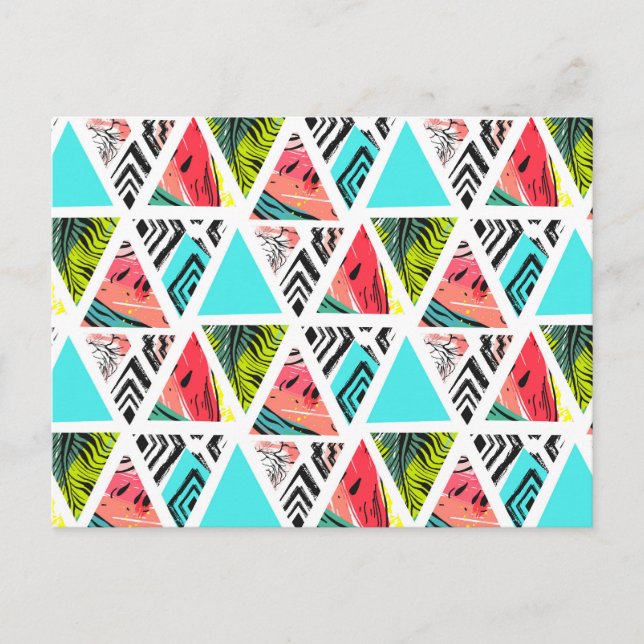 Colourful Abstract Tropical Pattern Postcard (Front)