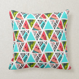 Colourful Abstract Tropical Pattern Throw Pillow