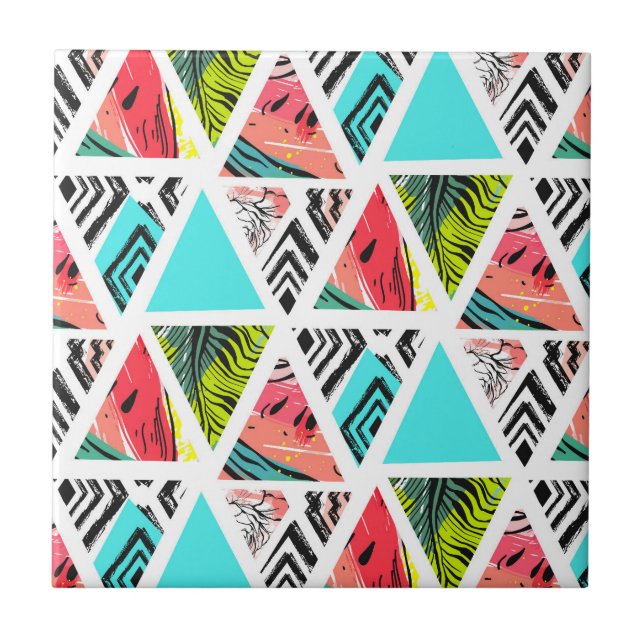 Colourful Abstract Tropical Pattern Tile (Front)