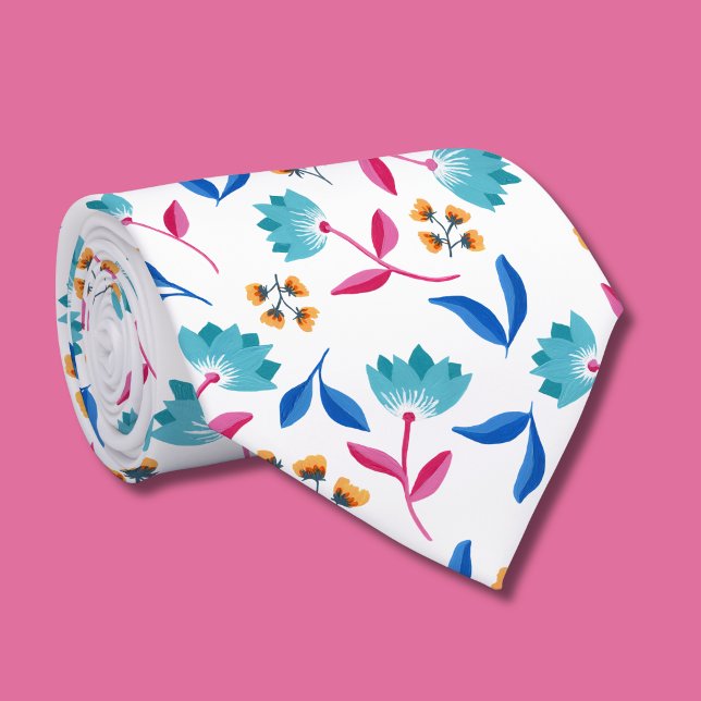 Colourful abstract tulip floral tie (Modern Abstract Floral Personalized tie)