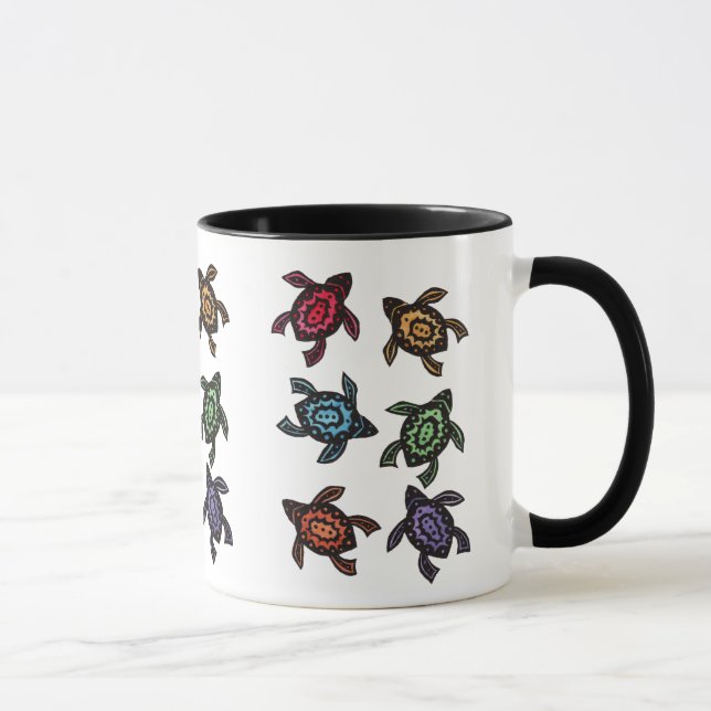 Colourful Abstract Turtles Coffee Mug (Right)