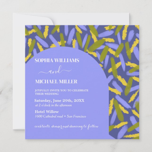 Colourful Abstract Unique Arch Wedding  Invitation (Front)