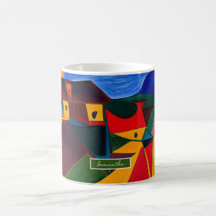 Colourful Abstract Village Mug Unique Artistic Gif