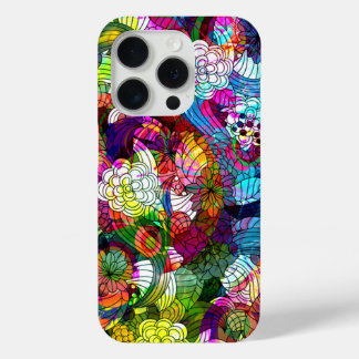 Colourful Abstract Vintage Flowers Collage iPhone 15 Pro Case