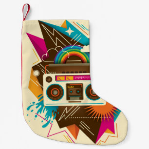 Colourful Abstract Vintage Radio Illustration Small Christmas Stocking