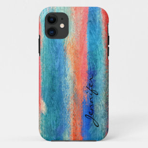 Colourful Abstract Vintage Wood Grain #3 iPhone 11 Case