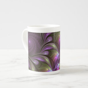 Colourful Abstract Violet Purple Khaki Fractal Art Bone China Mug