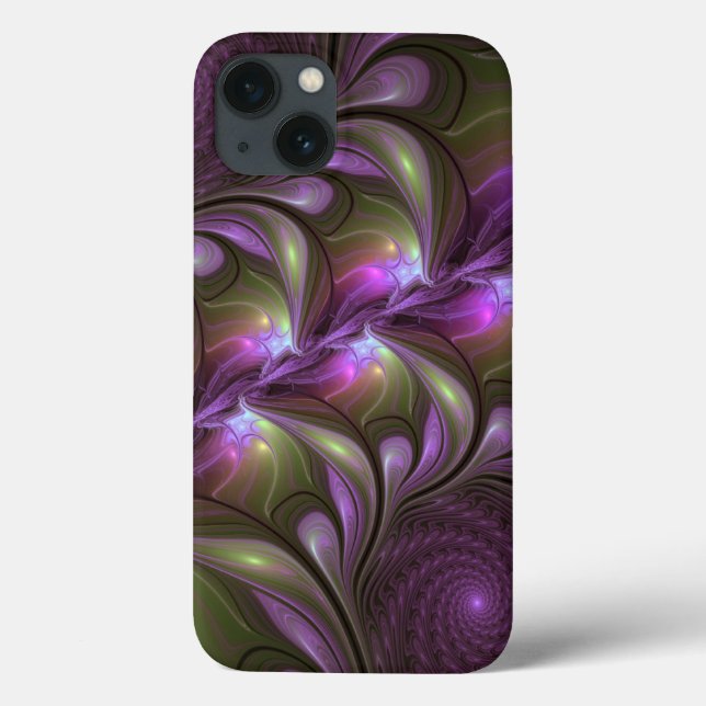 Colourful Abstract Violet Purple Khaki Fractal Art Case-Mate iPhone Case (Back)