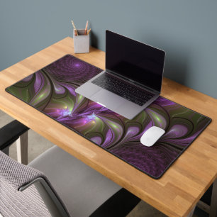 Colourful Abstract Violet Purple Khaki Fractal Art Desk Mat