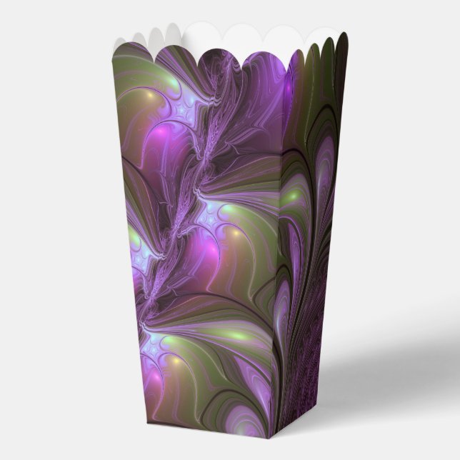 Colourful Abstract Violet Purple Khaki Fractal Art Favor Box (Front)