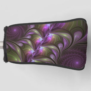 Colourful Abstract Violet Purple Khaki Fractal Art Golf Head Cover