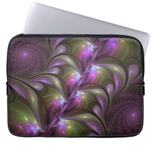 Colourful Abstract Violet Purple Khaki Fractal Art Laptop Sleeve