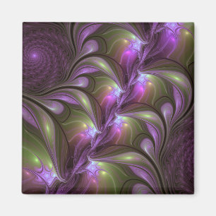 Colourful Abstract Violet Purple Khaki Fractal Art Magnet