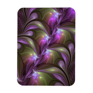 Colourful Abstract Violet Purple Khaki Fractal Art Magnet