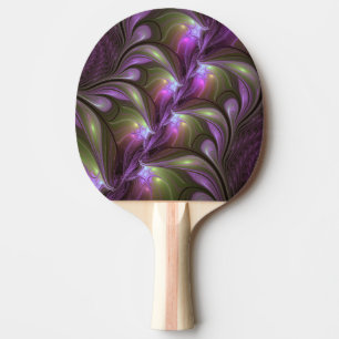 Colourful Abstract Violet Purple Khaki Fractal Art Ping Pong Paddle