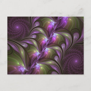 Colourful Abstract Violet Purple Khaki Fractal Art Postcard
