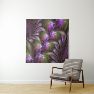Colourful Abstract Violet Purple Khaki Fractal Art Tapestry
