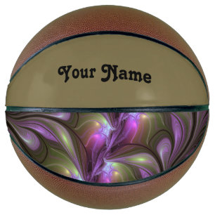 Colourful Abstract Violet Purple Khaki Fractal Nam Basketball