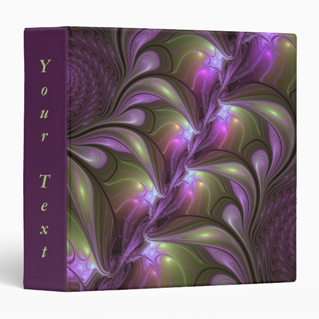 Colourful Abstract Violet Purple Khaki Fractal Tex Binder (Front/Spine)