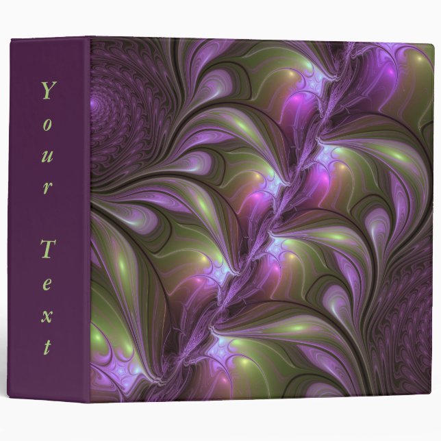 Colourful Abstract Violet Purple Khaki Fractal Tex Binder (Front/Spine)
