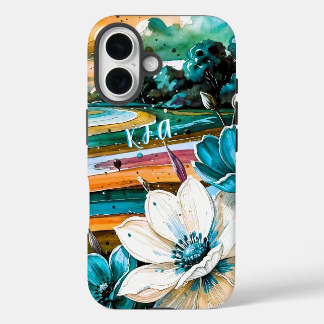 Colourful Abstract w/ initials Case-Mate iPhone Case (Back)
